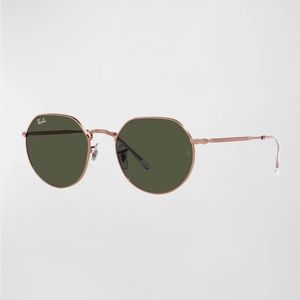 RayBan RB3565 Jack Round Metal Sunglasses In Rose Gold